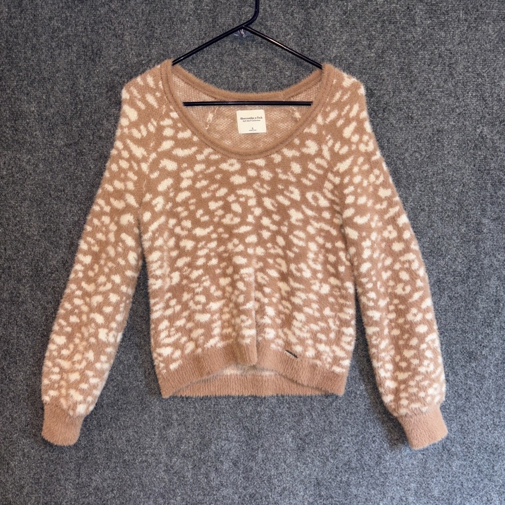 Abercrombie & Fitch - A&F Soft Collection Brown Leopard Scoop Neck Sweatshirt S
